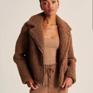 Abercrombie & Fitch Brown Teddy Sherpa Jacket- S